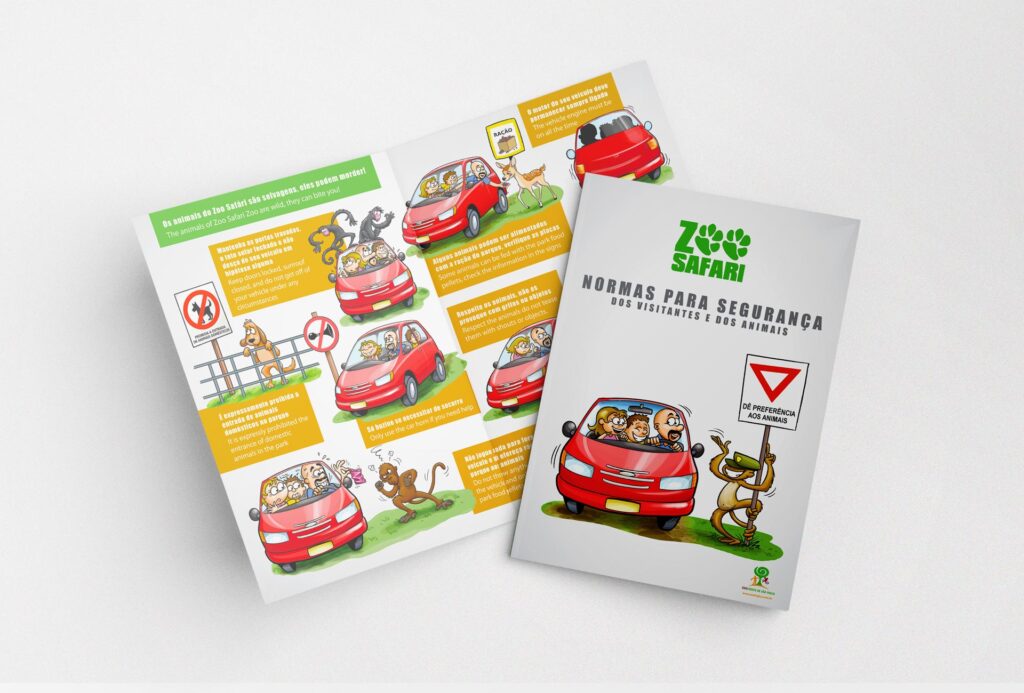 Zoo Safari brochure mockup: printed safety guide, folded layout with cover and inside – Griphos